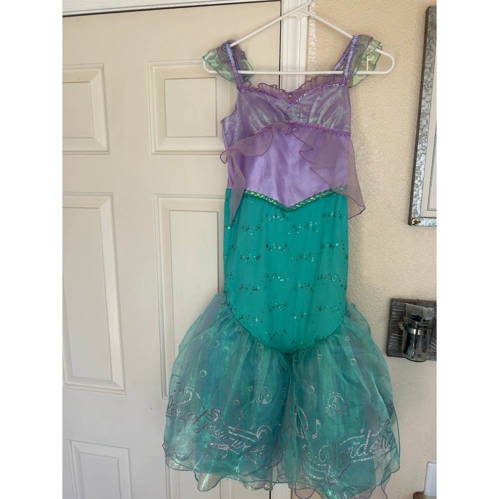 Disney Store Ariel Little Mermaid Costume Dress Purple Teal Sequins Kids 9/10